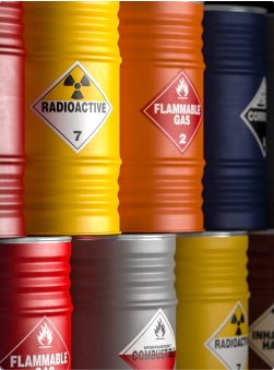 A hazardous materials truck, representing dangerous cargo activities.