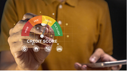A good credit score graph, representing credit history as a factor.